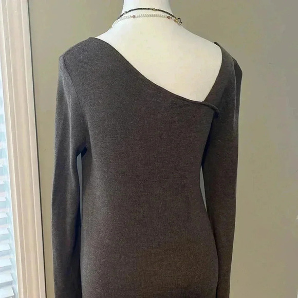 [M]Cassis Merino Wool Brown LS  Sweater Dress - Picture 7 of 8
